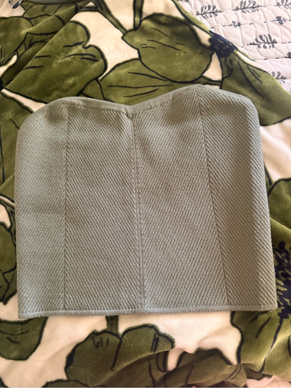 aerie Sage Green Strapless Cropped Bustier Top XL